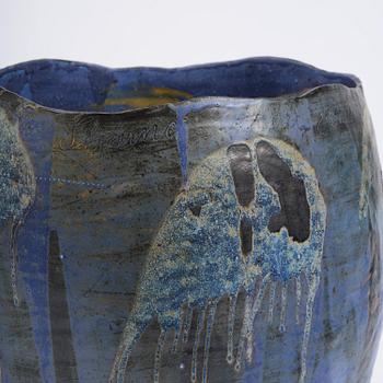 Eva Bengtsson, a stoneware floor vase, own studio, Frillesås, around the year 2000.