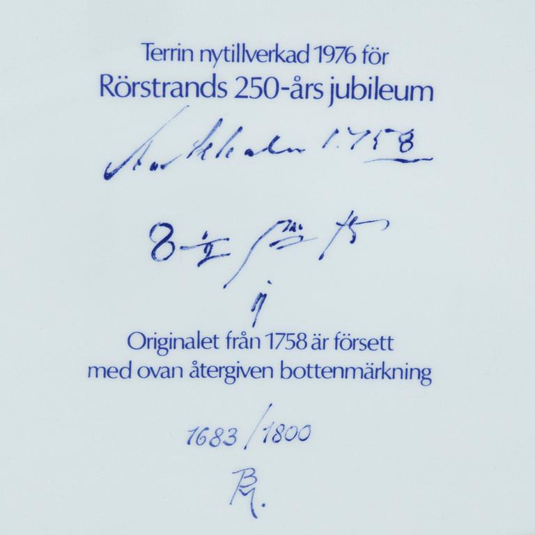 Servisdelar, 10 st, porslin, efter original från 1758, Rörstrand, 1976.