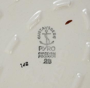 SERVISDELAR, 6 st, flintgods, Pyro Brun, Wilhelm Kåge, Gustavsberg, 1900-tal.