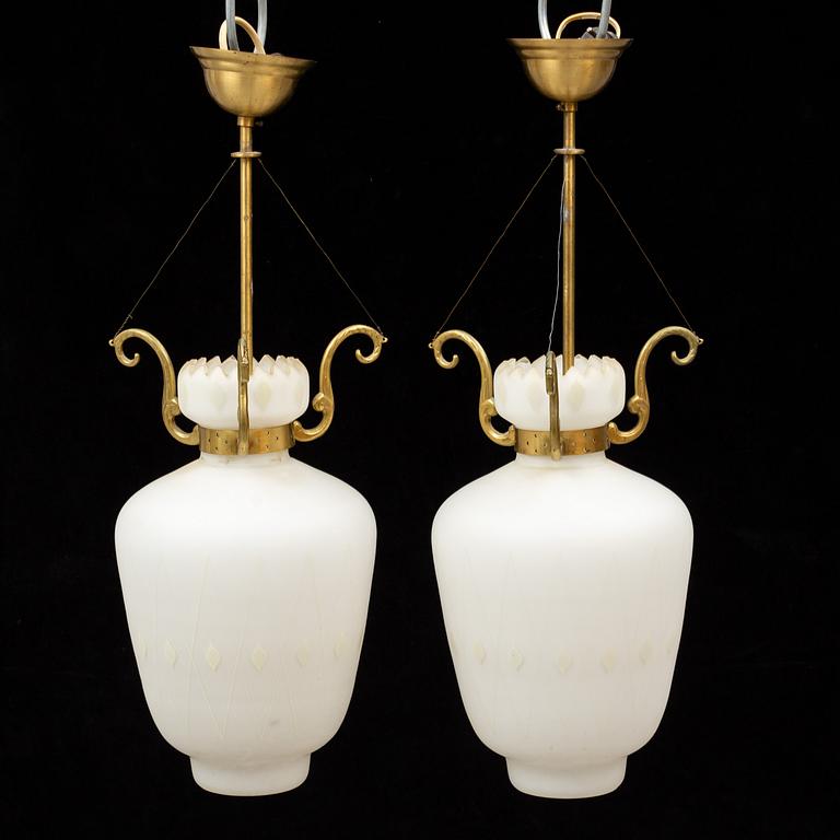 A pair of 1940's ceiling lamps.