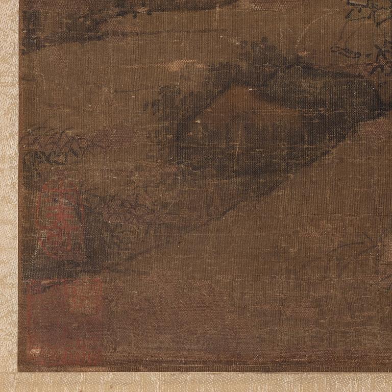 A scroll painting by anonymous artist, ink and colour on paper, late Ming/early Qing dynasty after an old master.