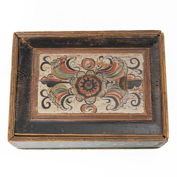 Timplåda, allmoge, tillskriven Hak-målarna, Lima, Dalarna, daterad 1822.