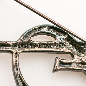 Yves Saint Laurent, Brooch, YSLA opium crocodile in oxidised silver.