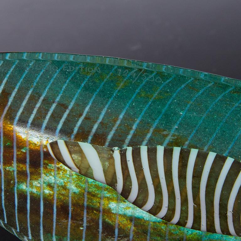 A Bertil Vallien glass sculpture, Kosta Boda. Signed and numbered 124/500.