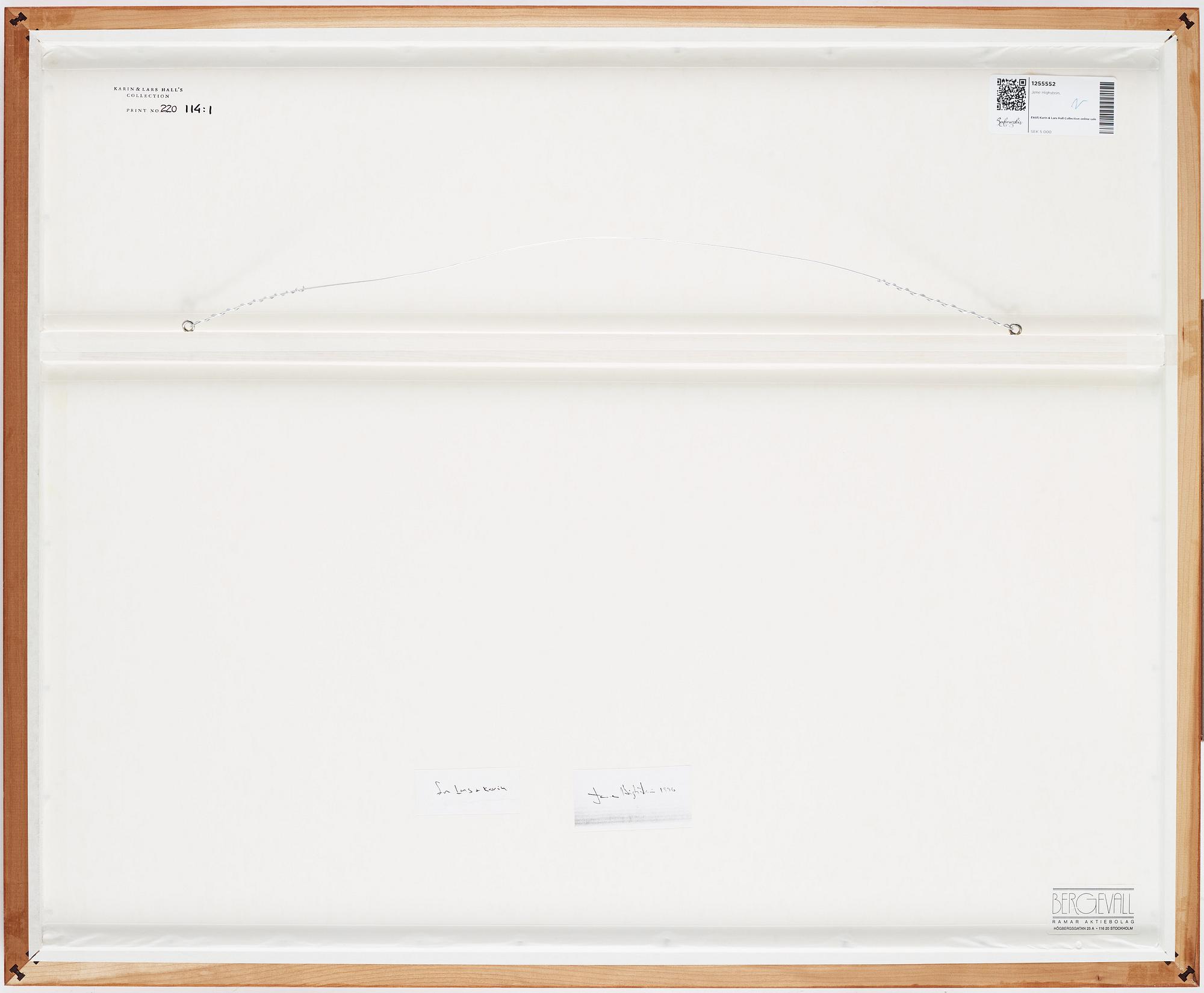 Jene Highstein, photograph signed and dated 1996 a tergo.