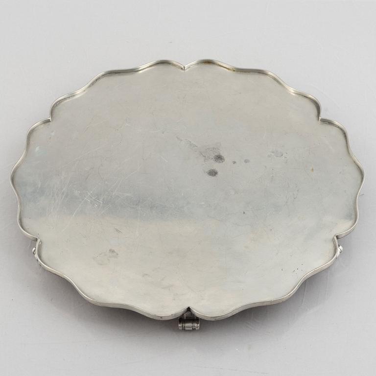 Svenskt Tenn, a pewter and brass centrepiece, unmarked, probably mid 1900s.