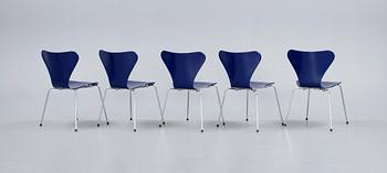 STOLAR, 5 st, "Sjuan", Arne Jacobsen för Fritz Hansen, Danmark, 1989.