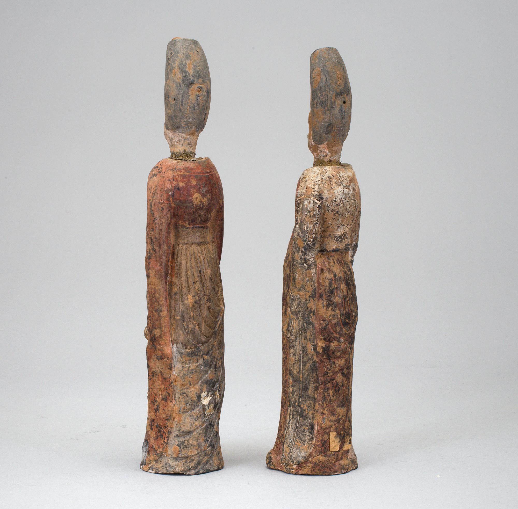A pair of grave figurines, China, probably Tang Dynasty (608-918).