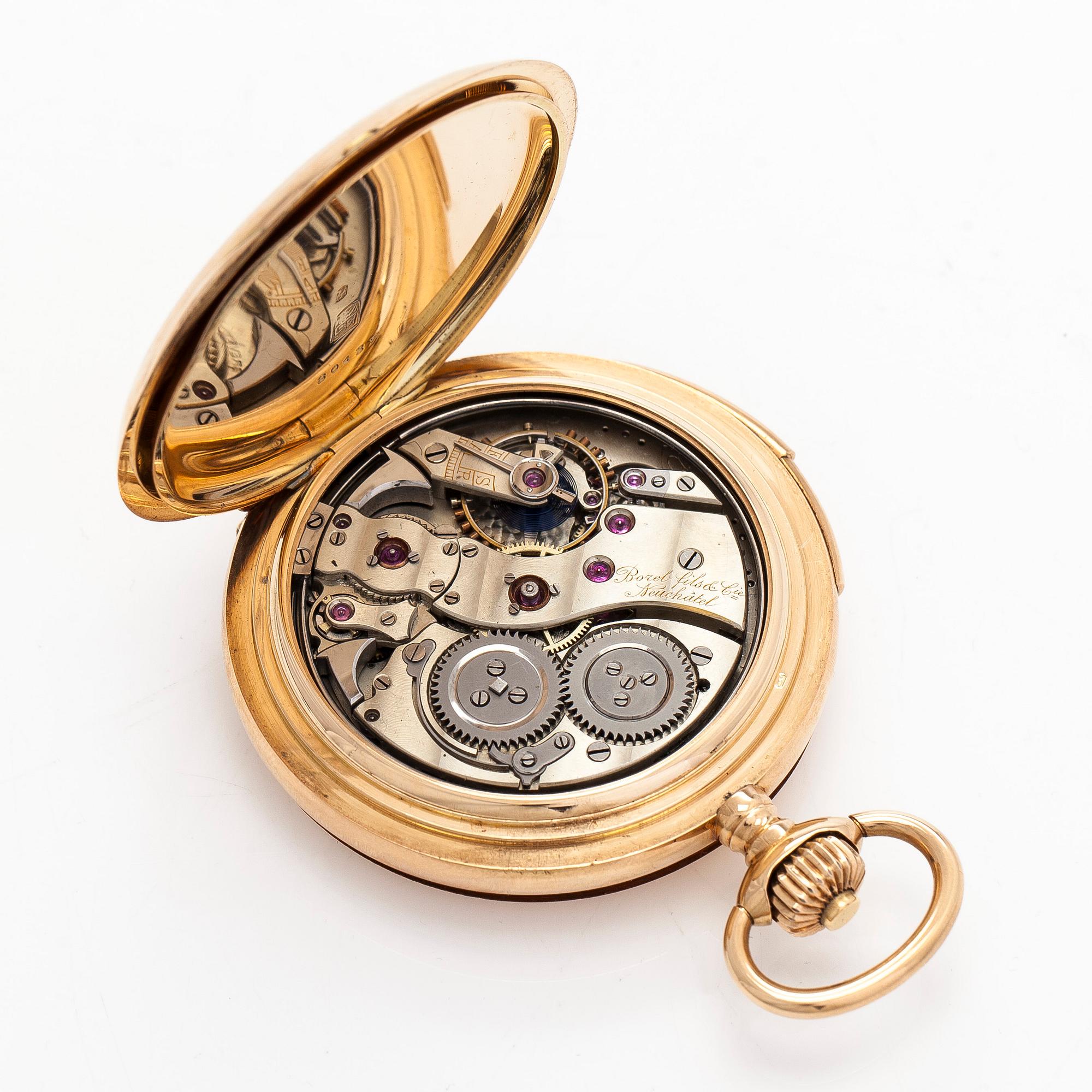 Borel fils & Cie, pocket watch, hunter, quarter repeater, 54 mm.
