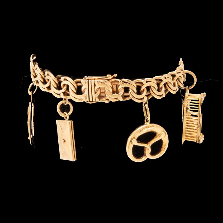 Armband med berlocker 18K guld.