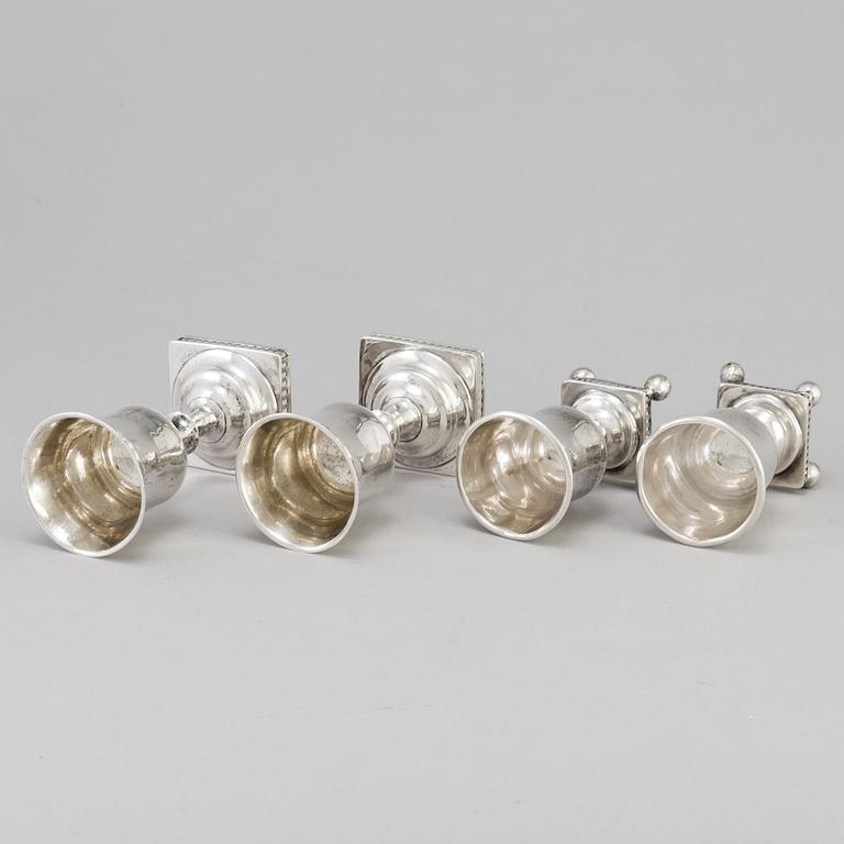 Four 19th century, silver goblets.