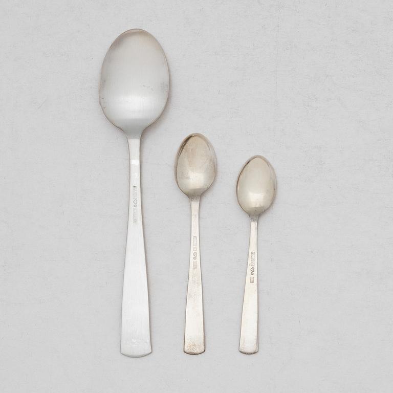 Jacob Ängman, Silver cutlery, 'Rosenholm', GAB, Stockholm and Eskilstuna, some 1962 (17 pcs).