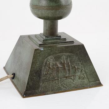 A bronze table light, Ciselörer Nyköping, 1930's.