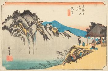 Ando Hiroshige, efter, "Sakanoshita: Fudesute Mountain".