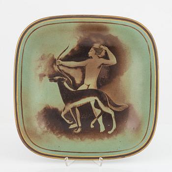 Gunnar Nylund, a 'Flambé' stoneware dish, Rörstrand, Lidköping, 1930's/40's.