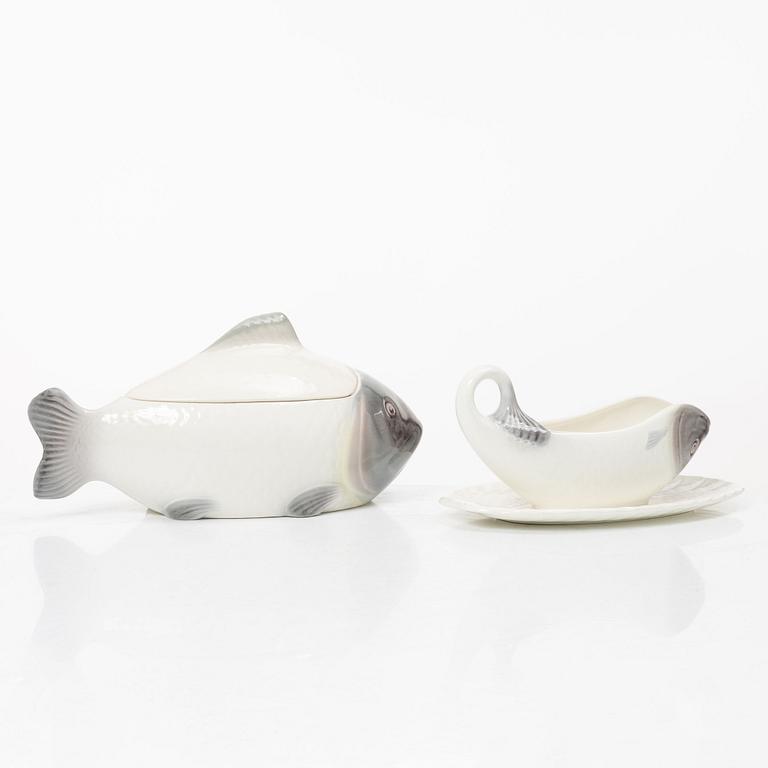 Fiskservis, 33 delar, flintgods, Waechtersbach, Tyskland, 1900-talets första hälft.