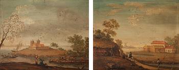 Johan Philip Korn Attributed to, Landscape with a country mansion.