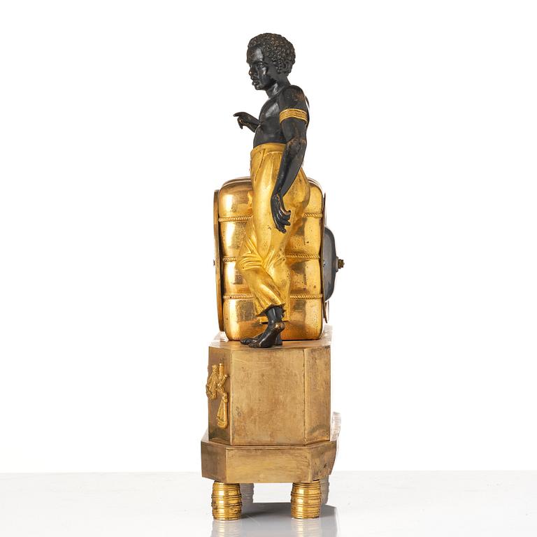 An Empire ormolu and patinated bronze 'Le Matelot'  mantel clock by P. Strengberg (active 1802-1831).