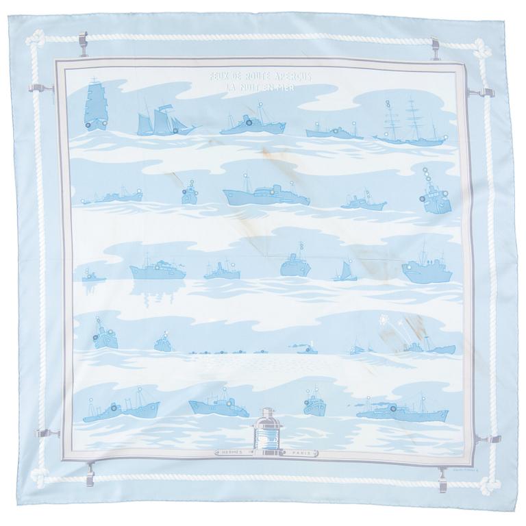 HERMÉS, a silk scarf, "Feux de Route Apercus la Nuit, en Mer".
