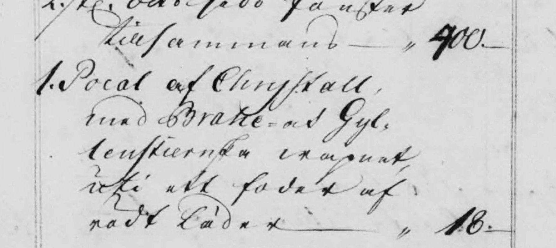 POKALGLAS Tyskland, troligen Potsdam, tidigt 1700-tal.