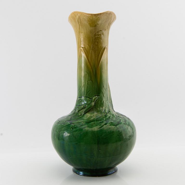Albin Hamberg vase "Morgonstjernan" Höganäs Jugend dated 1900.