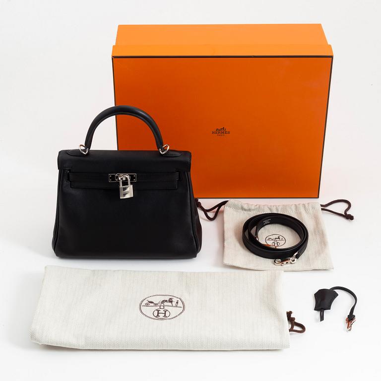 Hermès, a black Swift leather 'Kelly 25', 2018.