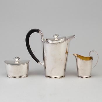 A three parts silver coffee set, by Sven-Arne Gillgren, GAB, Stockholm, 1957.