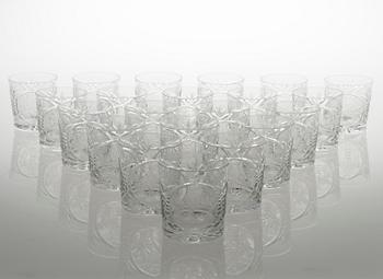 BÅLSKÅL, KARAFF och 87 st GLAS, glas.
