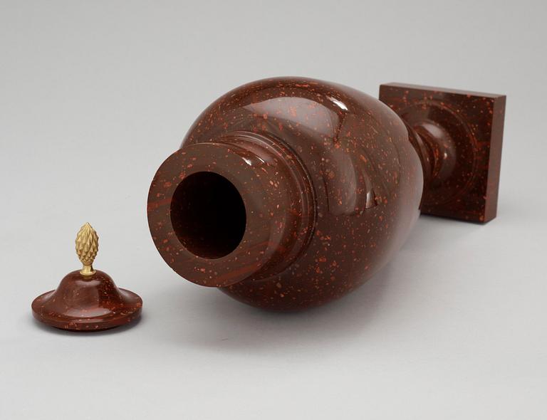 A Swedish early 19th century porphyry urn.