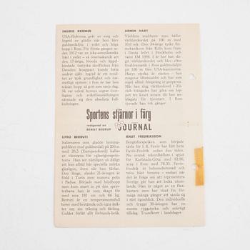 "Sportens stjärnor", trycksak, idolbilder med bl a Cassius Clay, Nacka Skoglund, Hemmets Journal, 1960-tal.