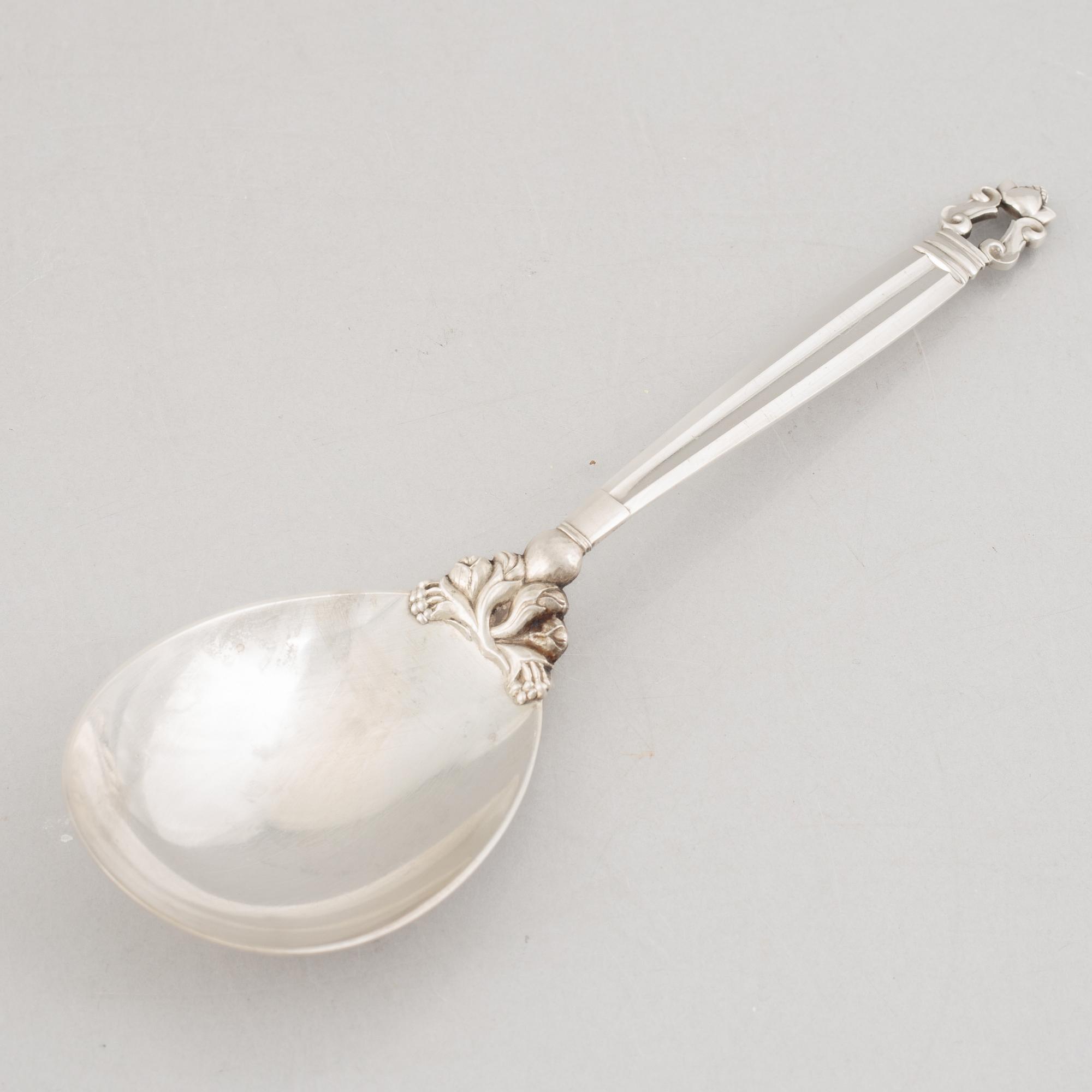 Serving utensils, 3 pcs, silver, Denmark, including Johan Rohde, "Konge/Acorn", Georg Jensen.