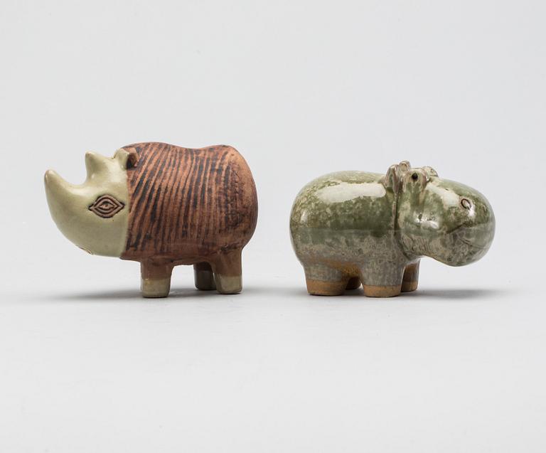 FIGURINER, 2 st, stengods, Lisa Larson, "Menageri" Gustavsberg.