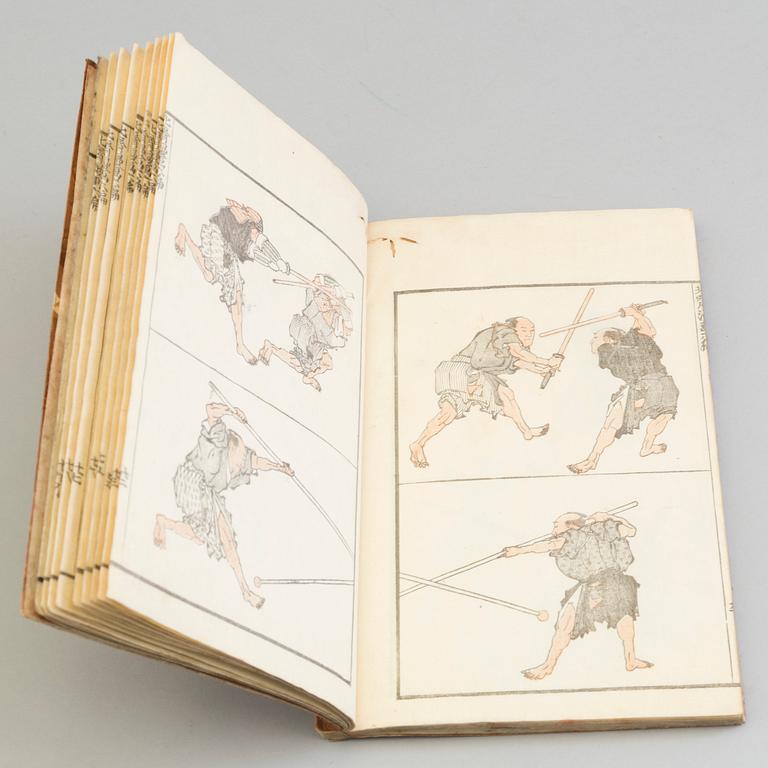 13 Japanese woodblock printed books with illustrations, 19th century.