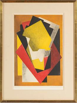 JACQUES VILLON, etching in colurs, signed and numbered.