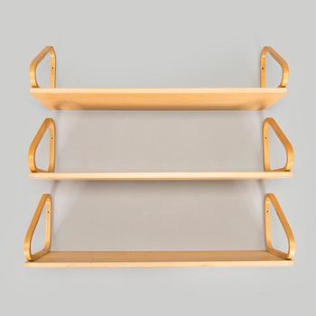 Alvar Aalto, set of three 1970s wall shelves '112 A' for Artek.