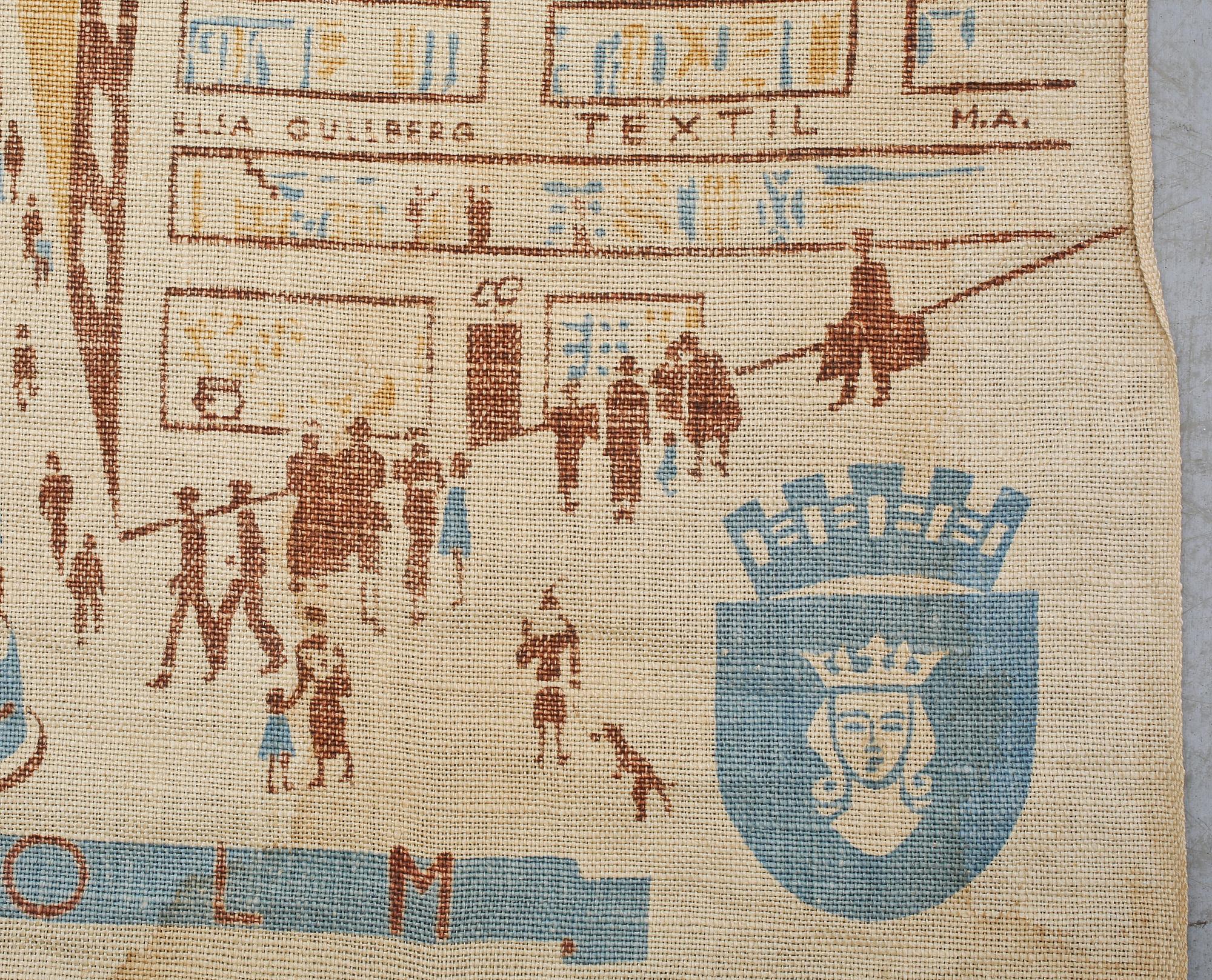 DRAPERI, tryck på väv, troligen Elsa Gullbergs Textil och Inredningar AB, 1900-tal.