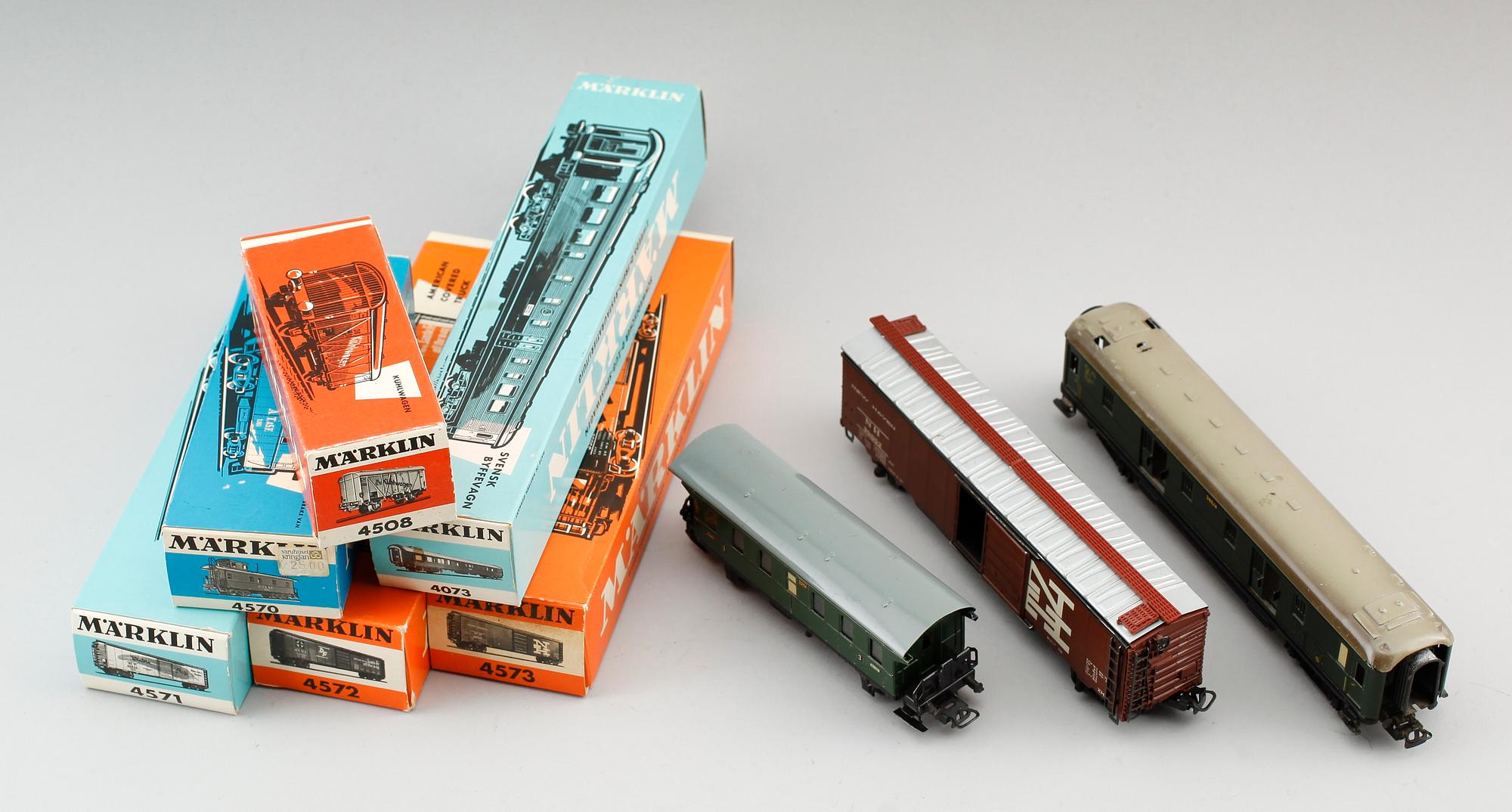 MODELLTÅGSVAGNAR, 26 st, Märklin, Tyskland.