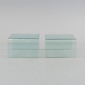 Two glass tables, one Fiam, Italy.