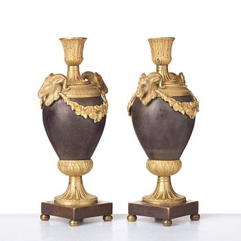 A pair of Louis XVI- style one-light cassolettes, circa 1900.