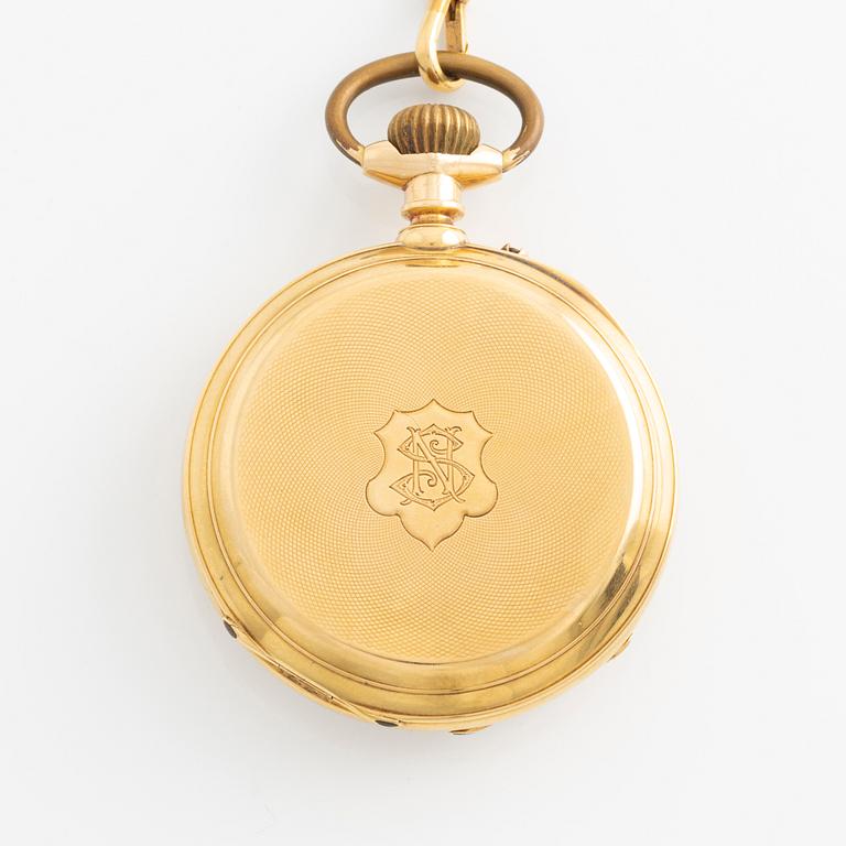 L Landgren, Stockholm, 18K gold, pocket watch, 48.5 mm.