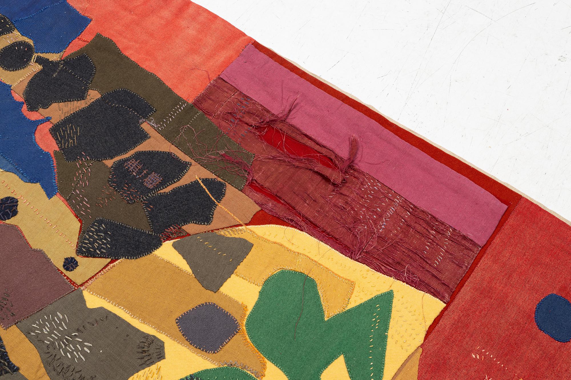 Sten Kauppi, a  tapestry, appliqué work in wool, c. 270 x 180 cm signed.