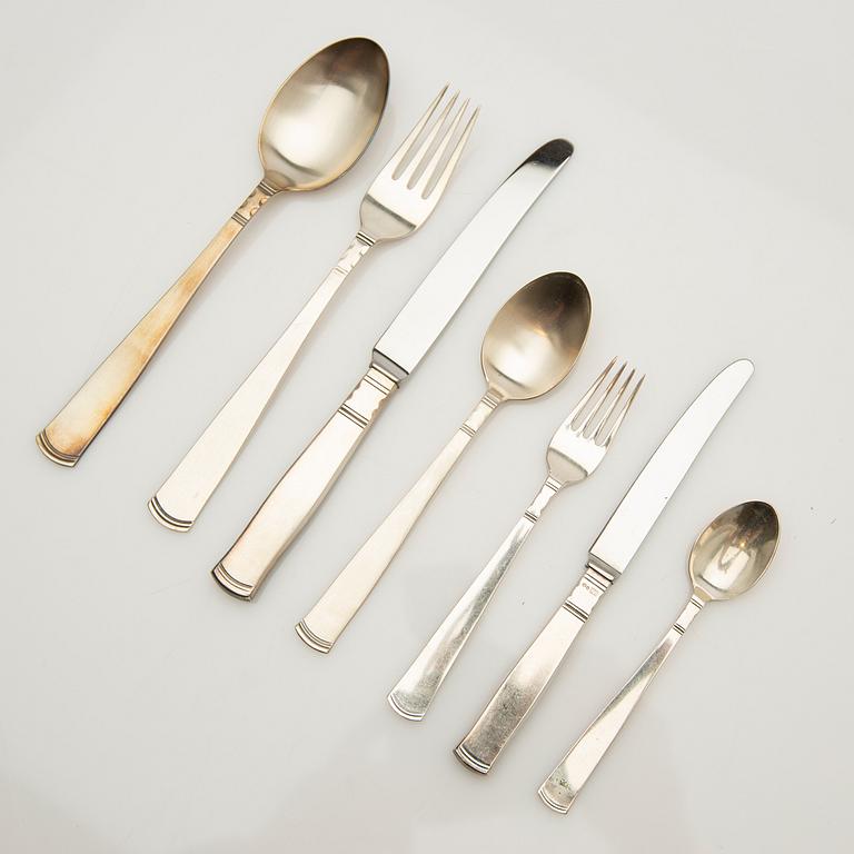 Jacob Ängman, bestickuppsättning, 106 delar, silver, "Rosenholm", GAB, Stockholm, 1900-talets andra hälft.