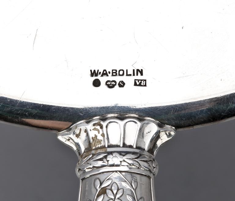 HANDSPEGEL SAMT BORSTE, silver. WA.Bolin, Stockholm 1947.