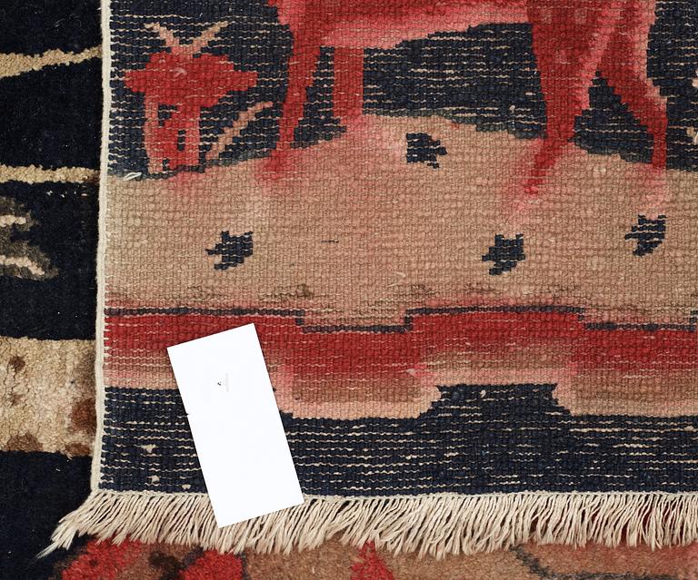 A semi-antique Baotou figural so called Wedding Rug.