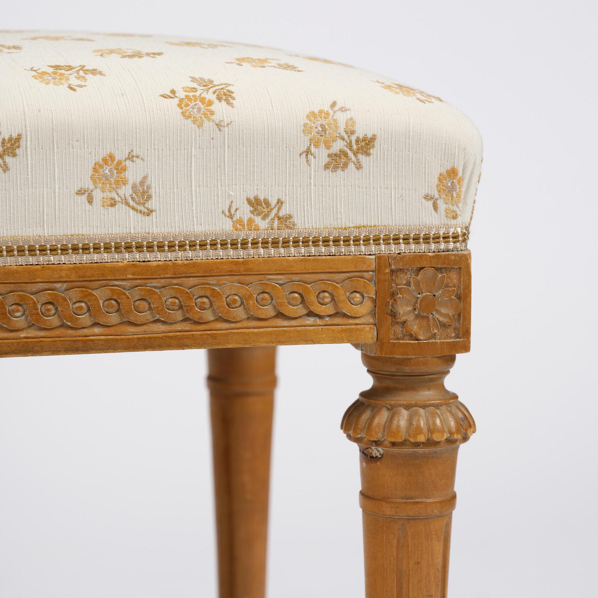 A pair of Gustavian stools by E. Öhrmark (master in Stockholm 1777-1813).
