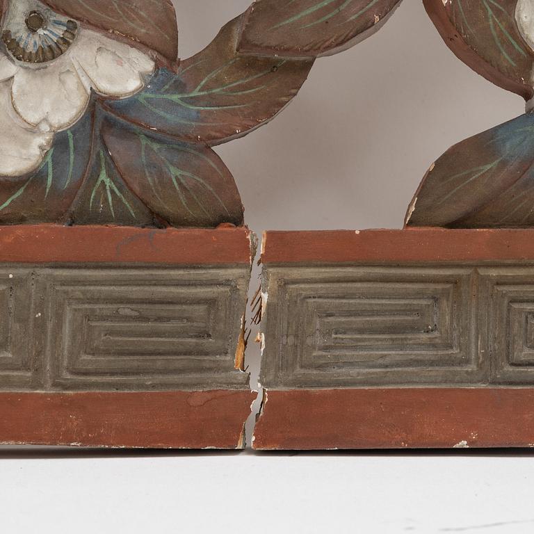 A set of two Japanese wooden panels, early 20th Century.