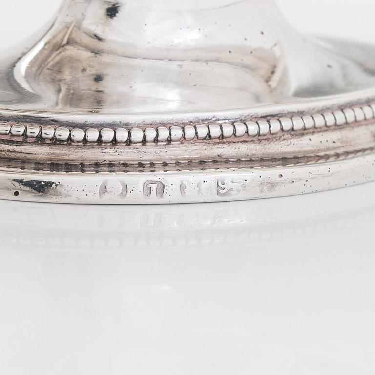 A pair of sterling silver sauce boats, London 1786. Unclear maker's mark,