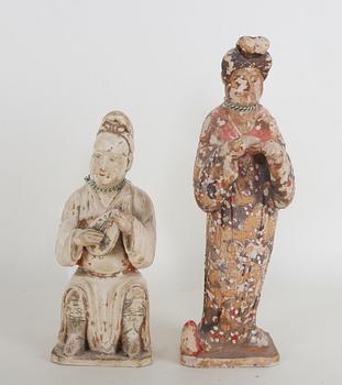 "GRAVFIGURINER", Tang-stil 1800/1900-tal. 2 st. Kina.