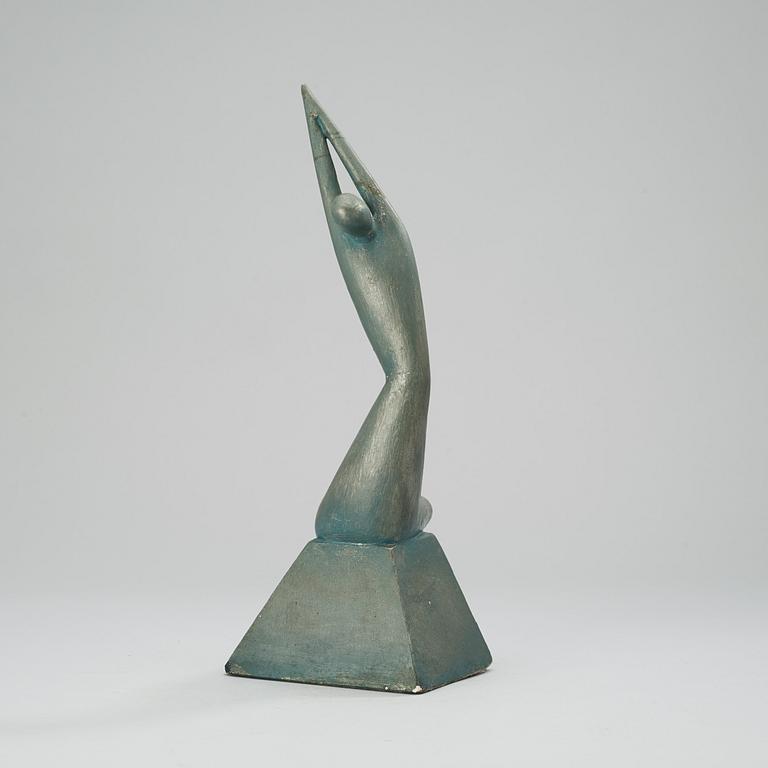 A Wiwen Nilsson painted plaster sculpture of a seated woman, ca 1925.
