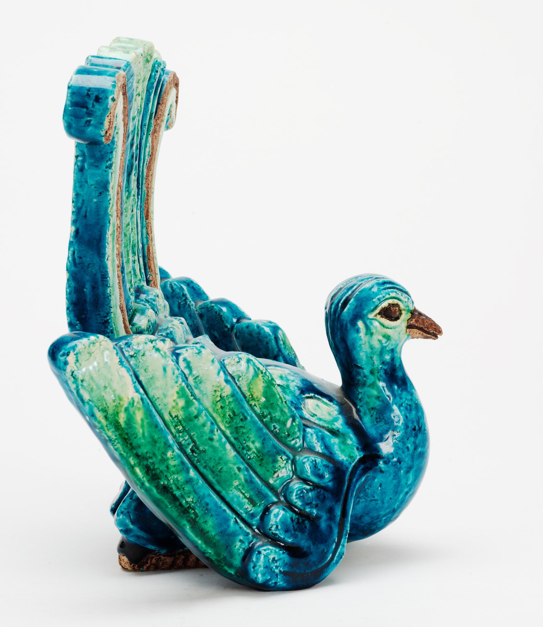 A Gunnar Nylund stoneware figure of a bird of paradise, Rörstrand.